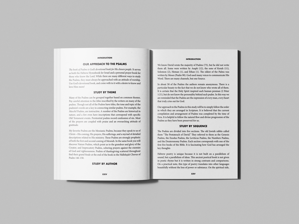 Open book on a devotional commentary on the book of Psalms, introduction a Roadmap for Life book by Scott Pauley 