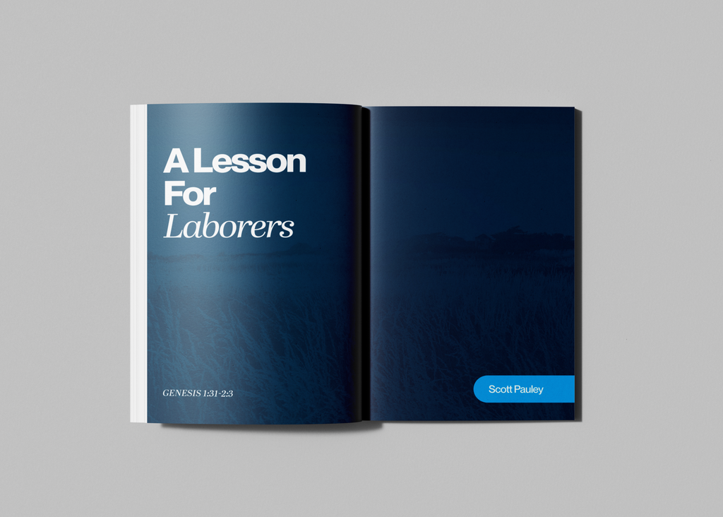 Open REST book by Scott Pauley and Scott Hooks with 'A Lesson For Laborers' title on a background